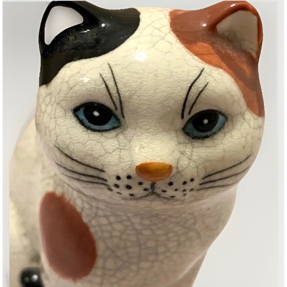 Vintage Calico Cat 1985 Geo Z Lefton Hand Painted Figurine Japan Japandi Kitsch